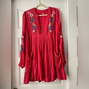 Hot Pink Free People Floral Top